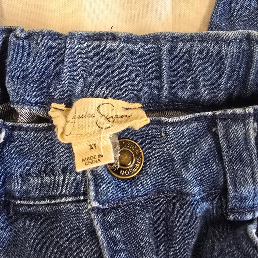 Jessica Simpson Girls Skinny Jeans Dark Wash Frayed Hem Adjustable Waist 3T - Picture 3 of 3